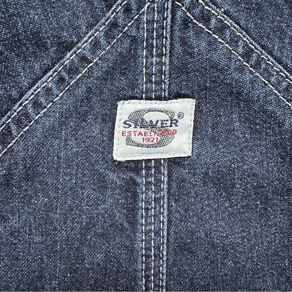 Vintage Silver Jeans Denim Overalls Flare Leg Dark Wash 90's Y2K - Size 1/33 - Picture 12 of 12